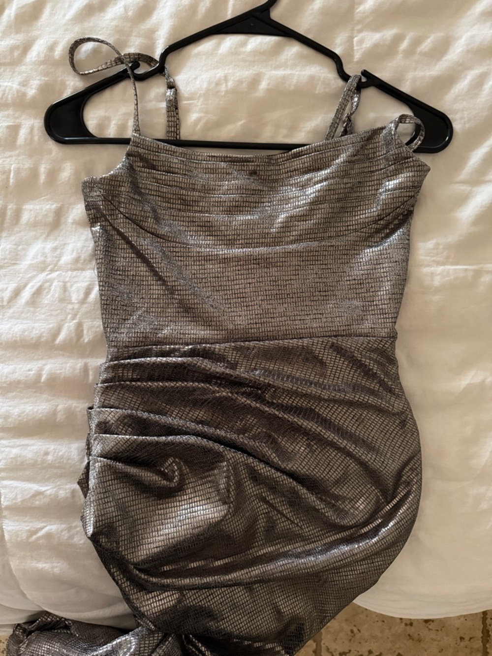 JLUXLABEL Metallic Silver Ruched Mini Dress - Picture 4 of 6